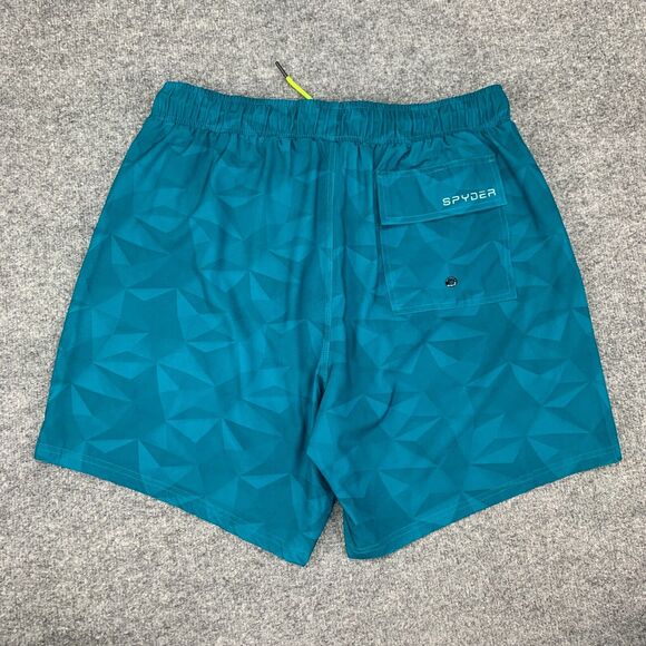 Spyder Swim Trunks Mens XXL 2XL Teal Brief Lined Drawstring Tie Beach Shorts - Picture 8 of 14